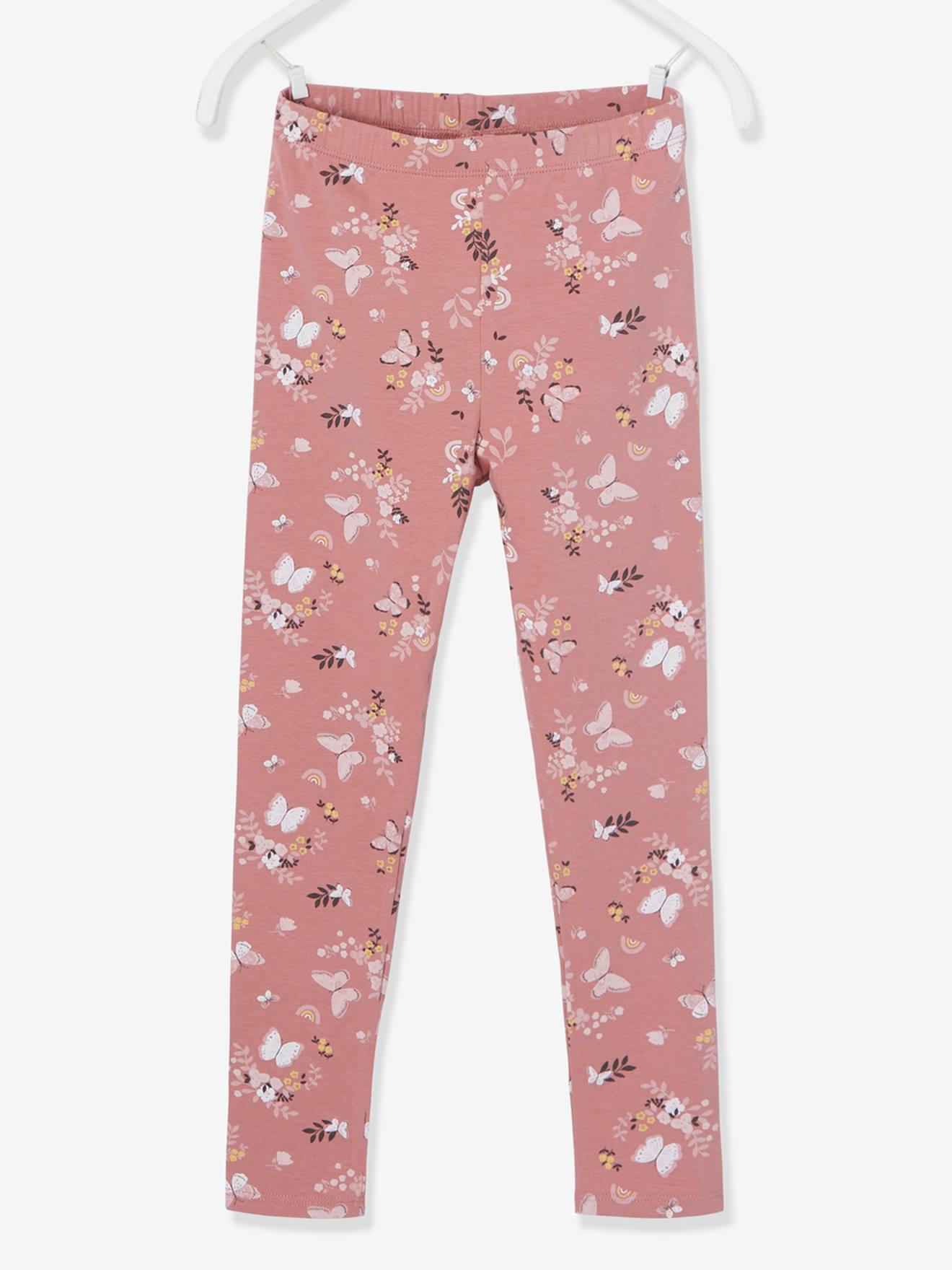 Oeko-Tex® legging met bloemenprint voor meisjes roze