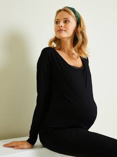 Zwangerschapskleding-Borstvoeding-Zwangerschaps- en borstvoeding-T-shirt met kant