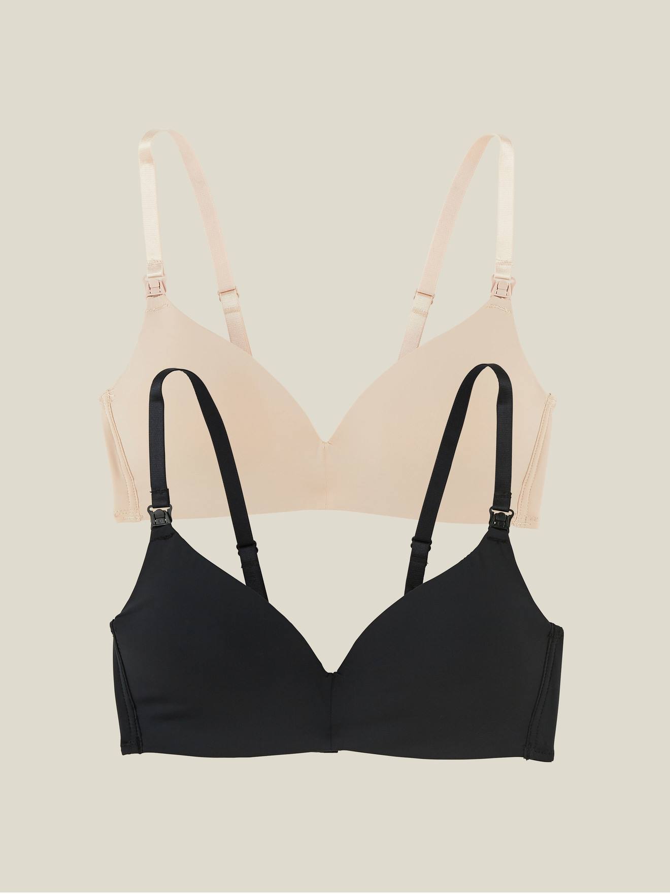 Set met 2 voedingsbeha's van microvezel set met 2 bh's nude + zwart