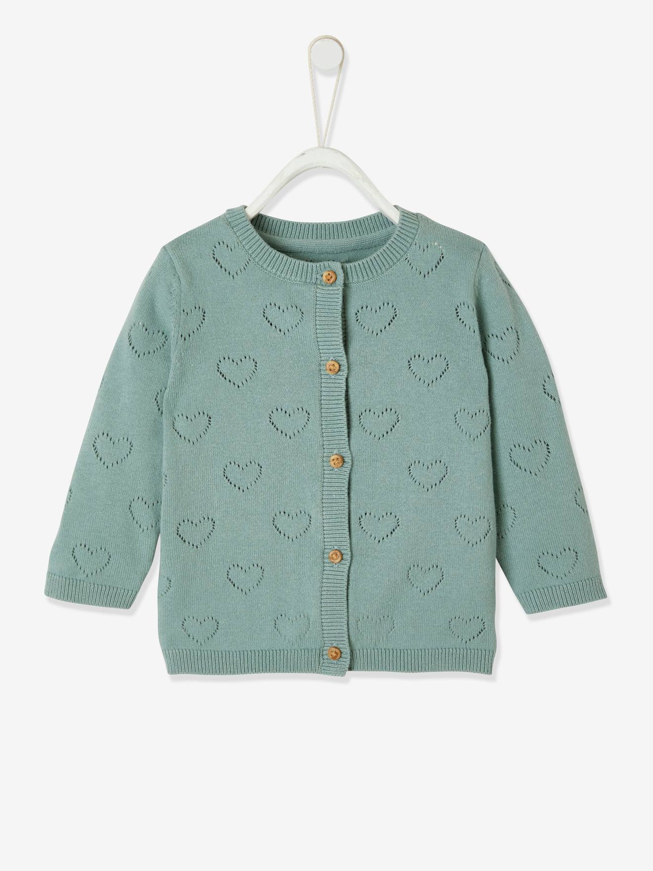 Vest van mesh pointelle baby celadon groen