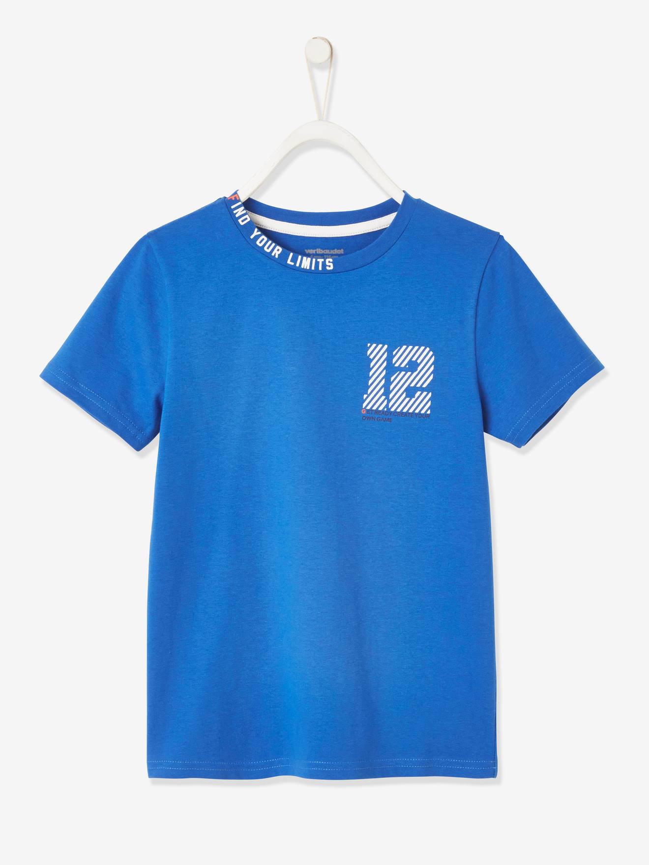 Sportshirt voor jongens met nummer elektrisch blauw