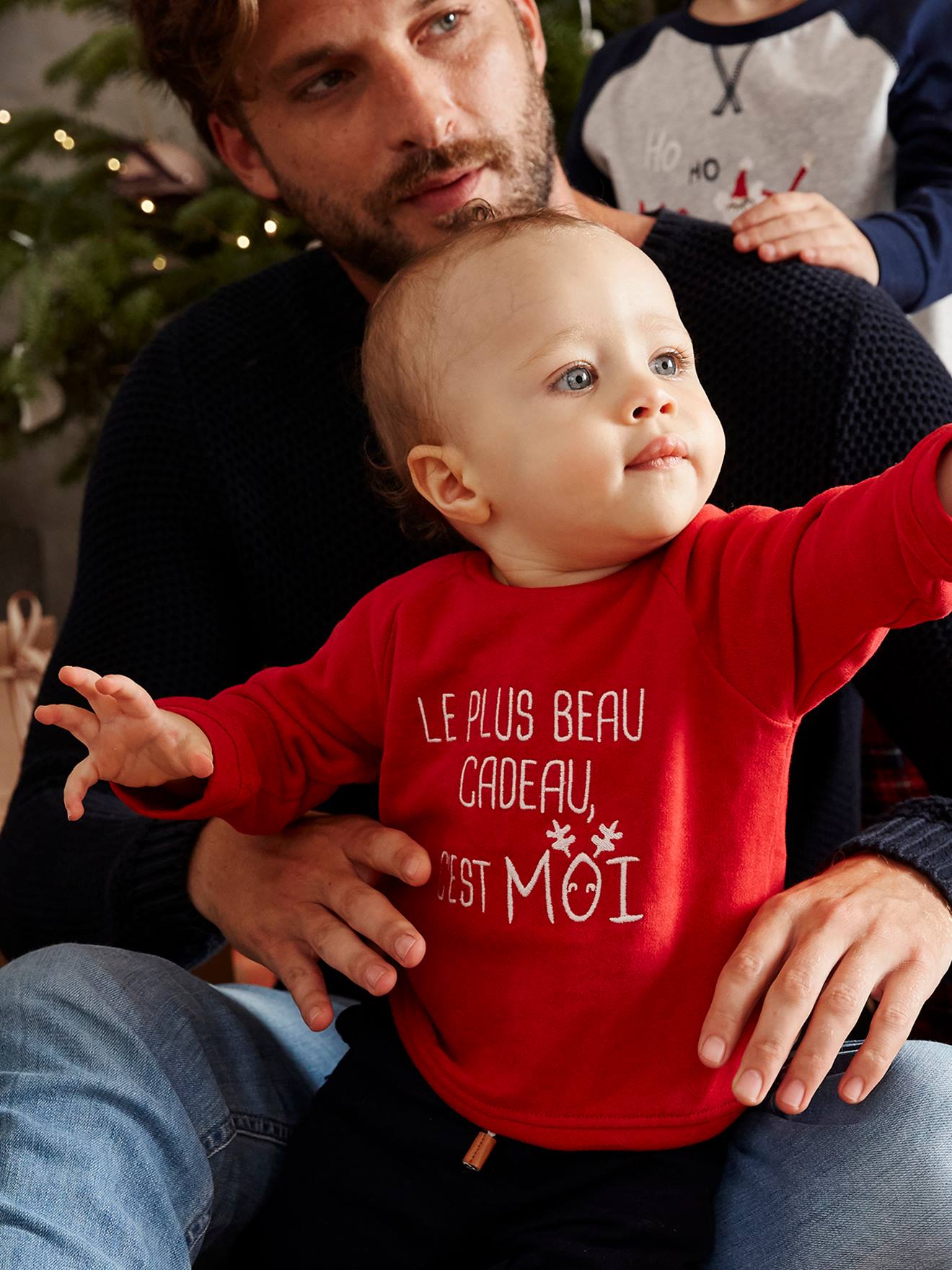 Kersttrui voor jongensbaby met opschrift baksteenrood