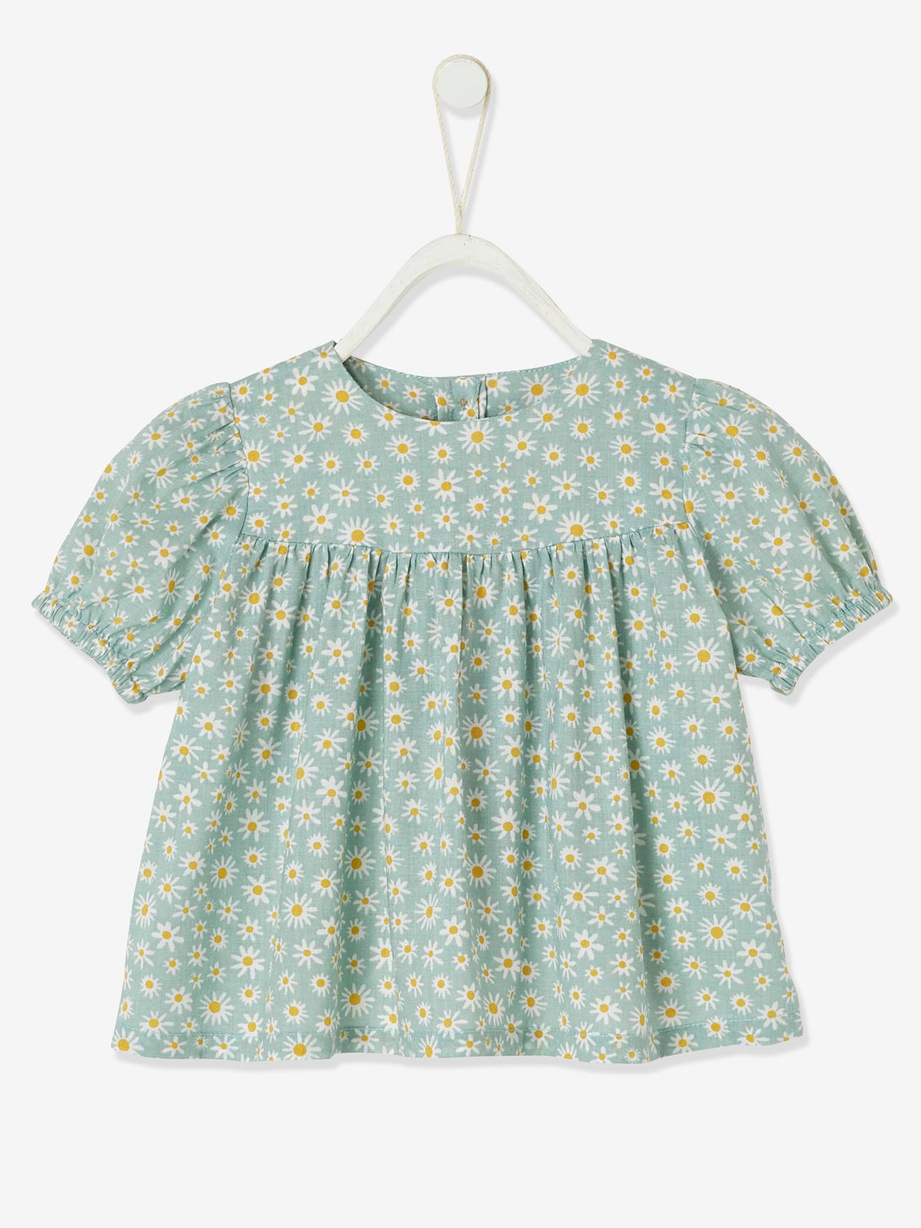 Babyblouse met print en korte mouwen celadongroen met print