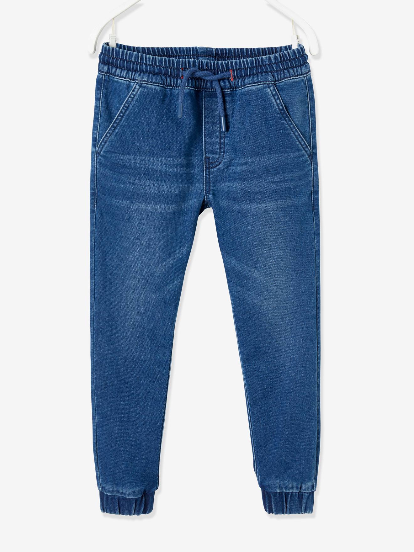 Makkelijk aan te trekken jongensbroek van molton met denim-effect stone