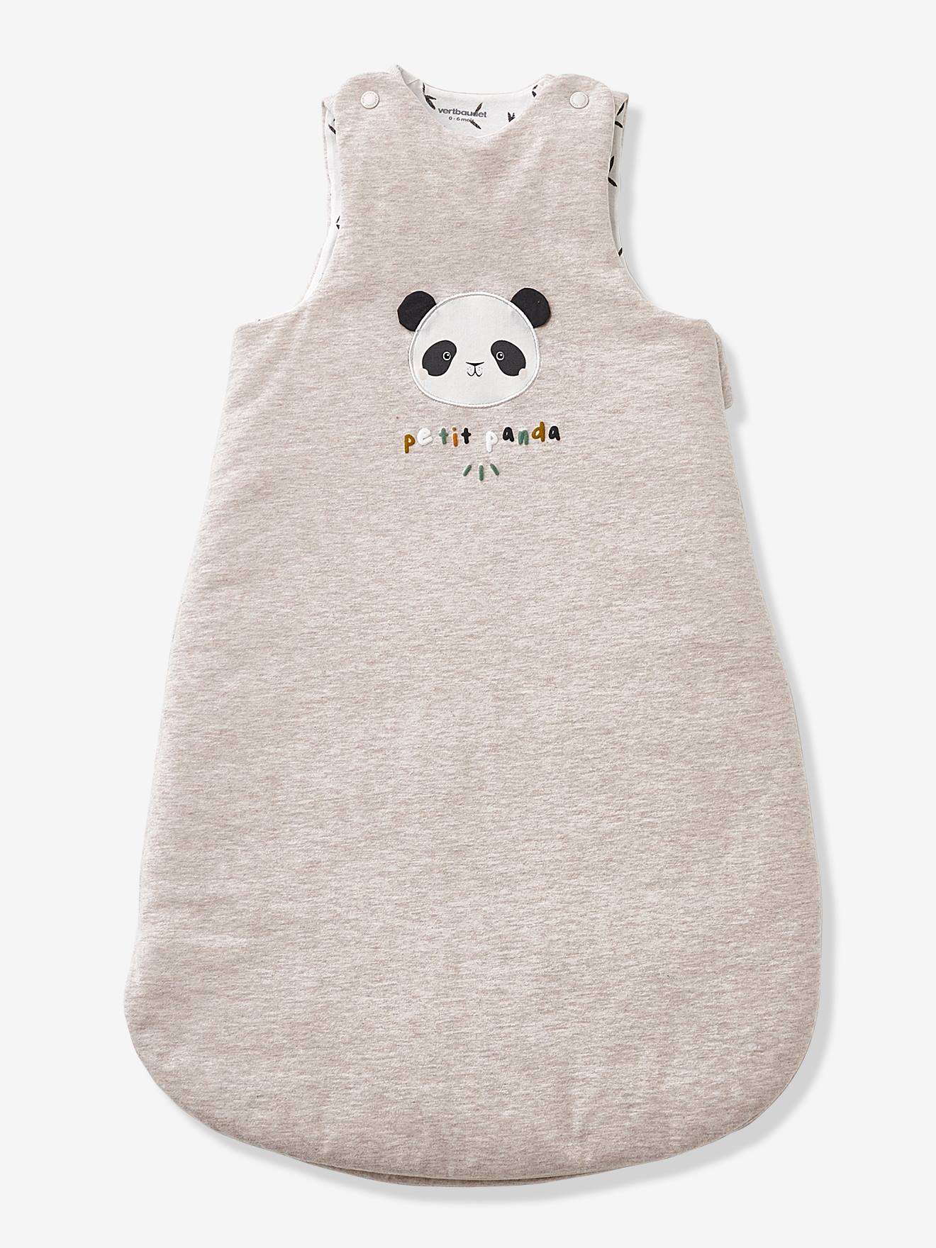 Mouwloze trappelzak KLEINE PANDA gechineerd beige