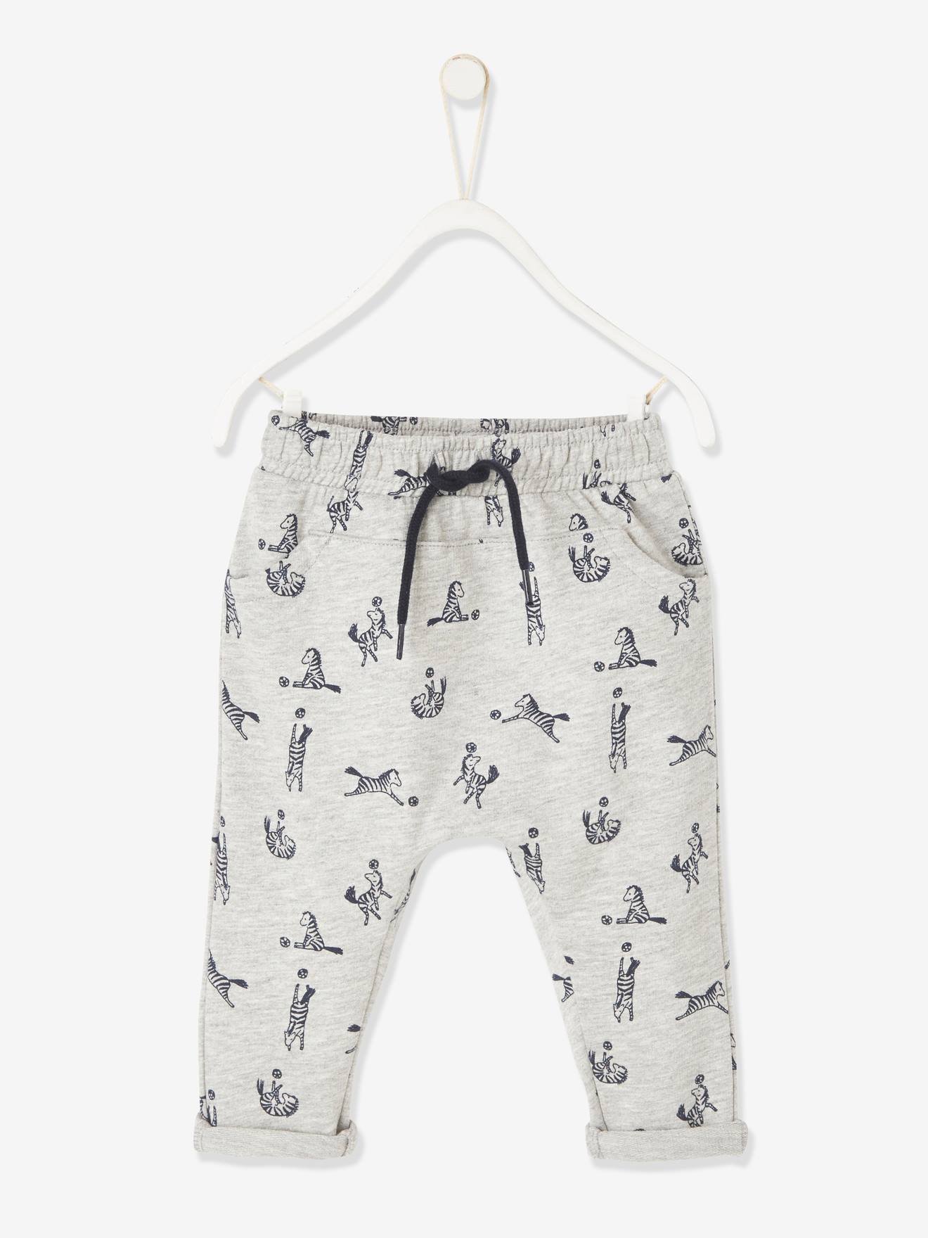 Molton babybroek jongen gechineerd lichtgrijs