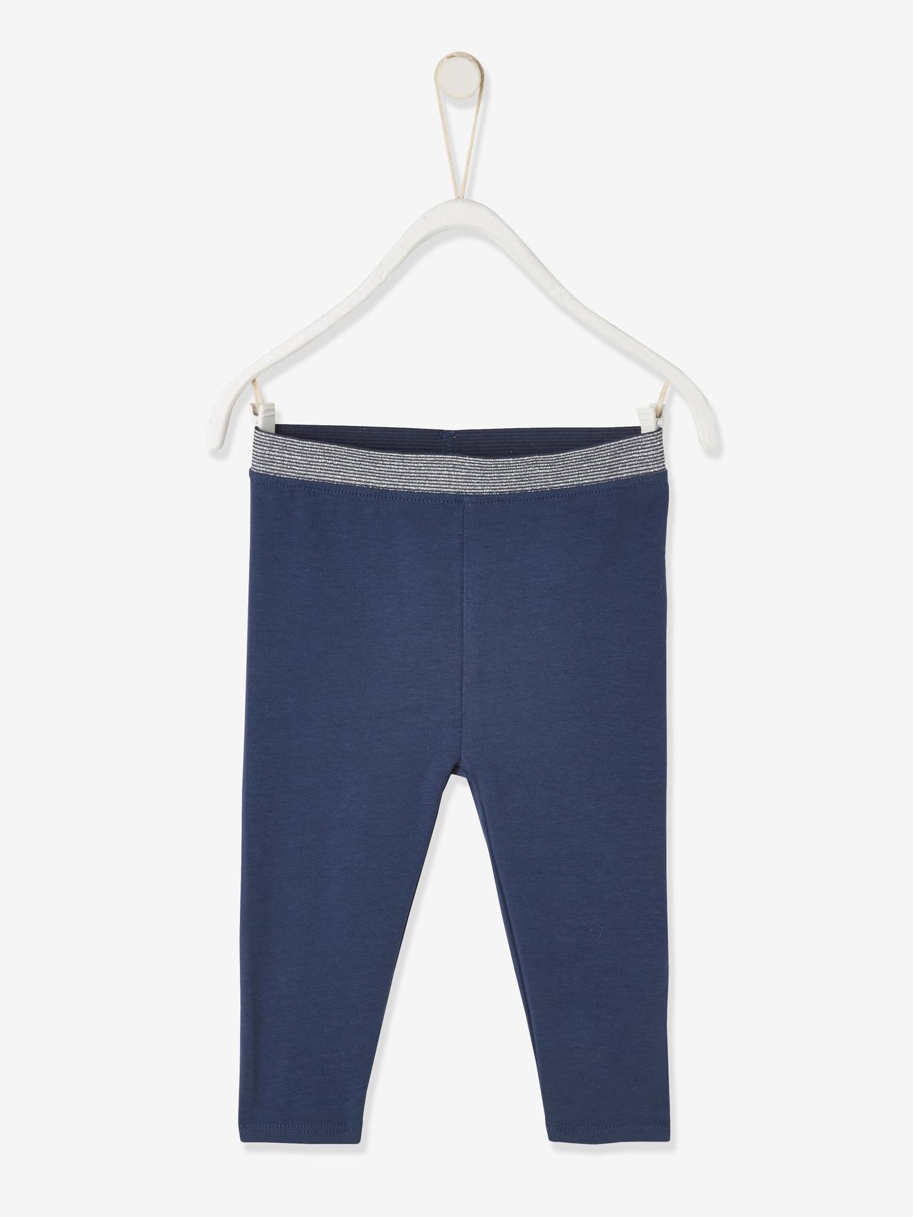 Legging babymeisje met riem met pailletten marineblauw