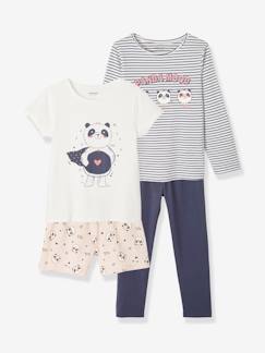 Meisje-Pyjama, surpyjama-Set pyjama + pyjama met korte broek Panda
