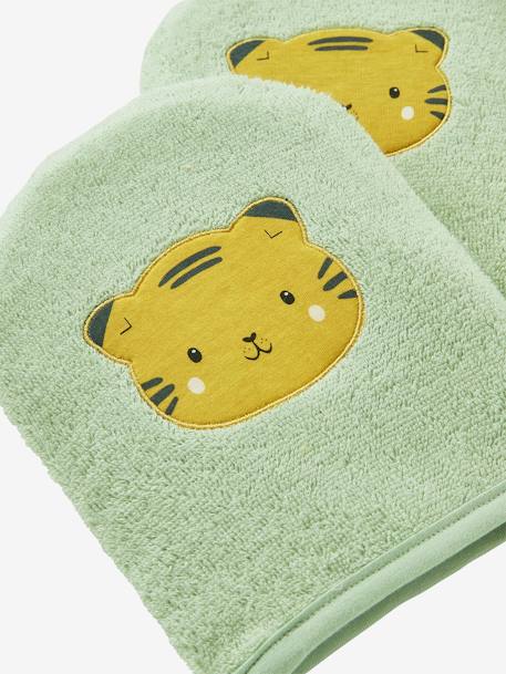 Set van 2 washandjes Panda CURRYGEEL+groen - vertbaudet enfant 