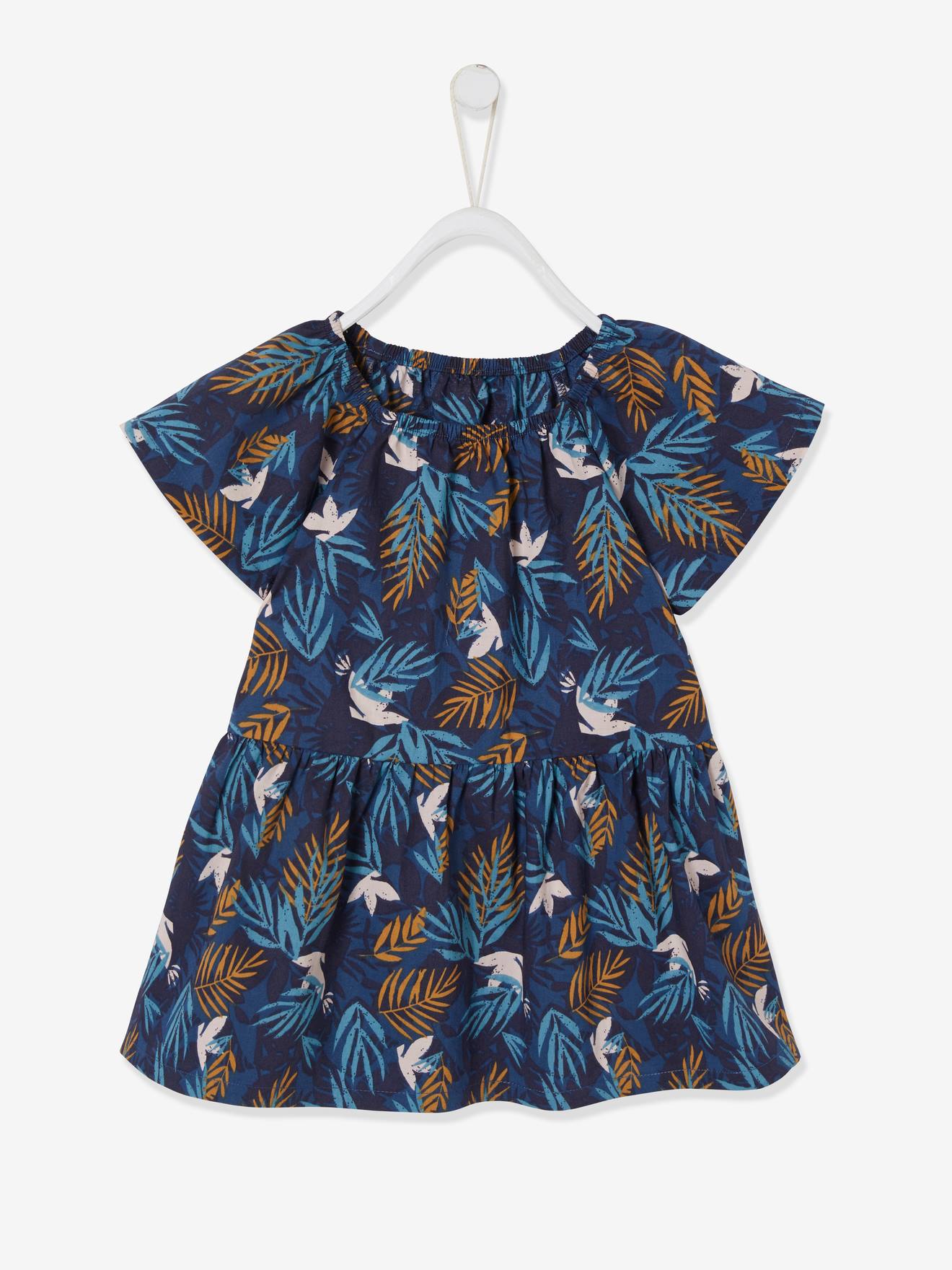 Babyjurkje met vlindermouwtjes en print marineblauw met print