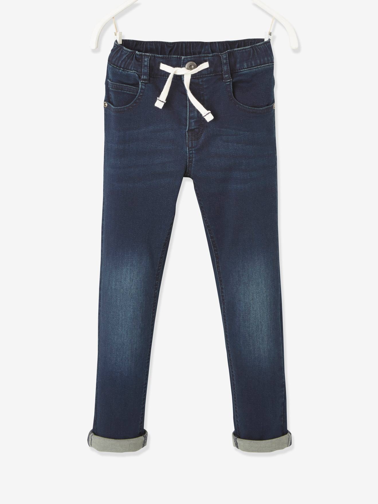 Makkelijk aan te trekken jongensbroek van molton met denim-effect denim blue black