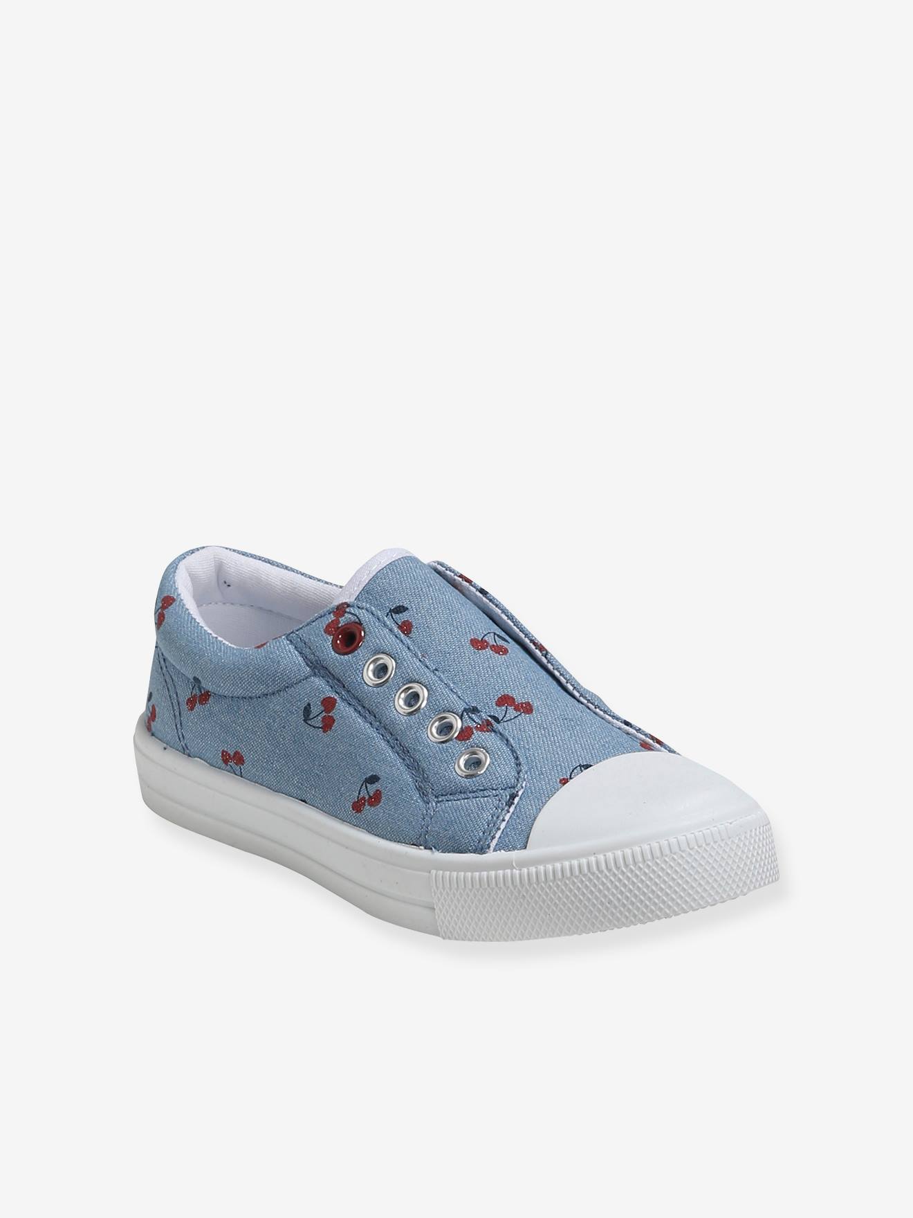 Stoffen elastische sneakers voor meisjes - kersenblauw, Schoenen
