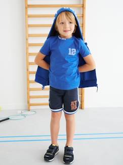 Jongens-Short-Fleece sportbermuda voor jongens met fluorescerende strepen en details