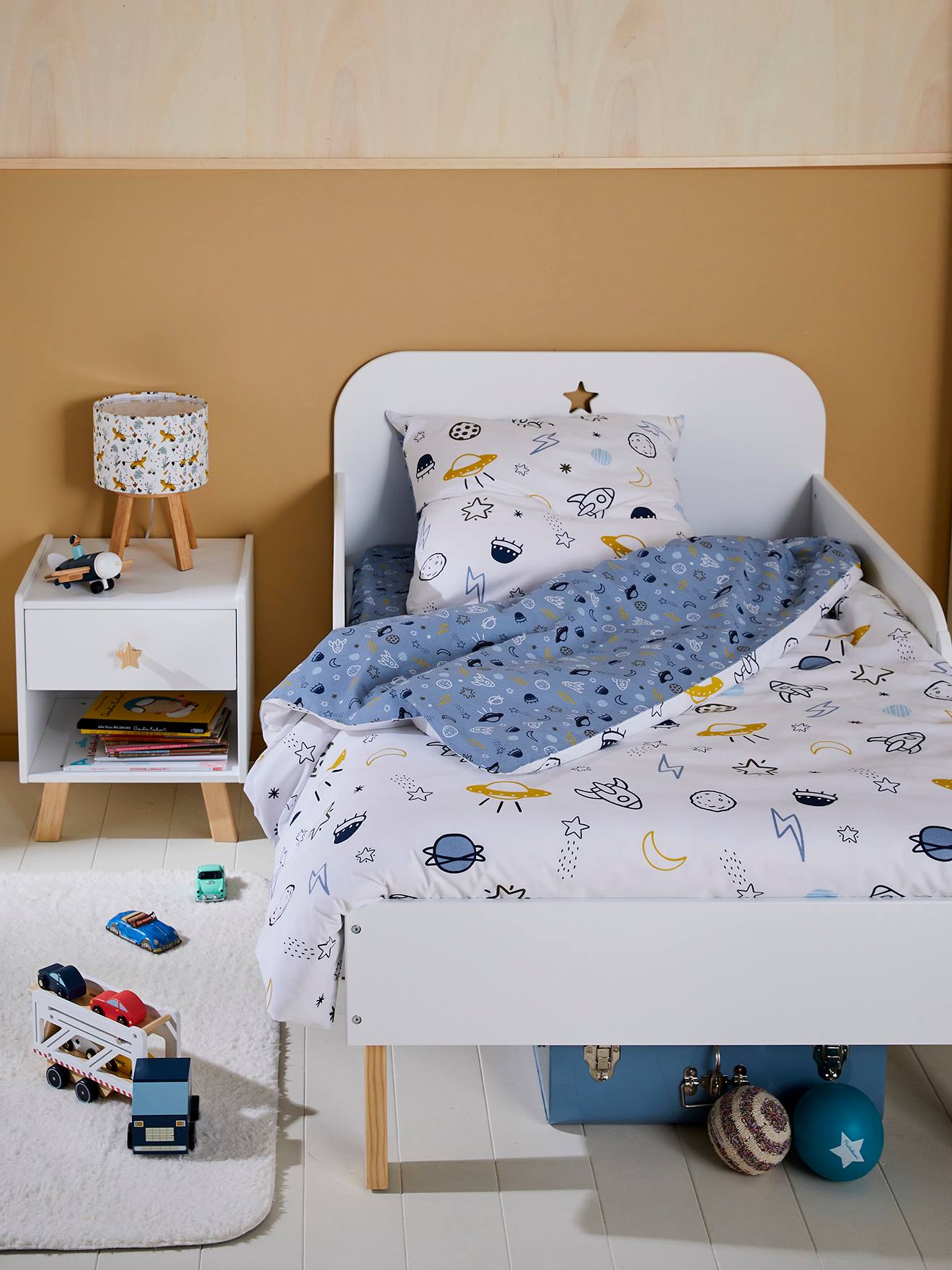 Set met dekbedovertrek + kussensloop voor kinderbed COSMOS Basics blauw/meerkleurig afbeelding