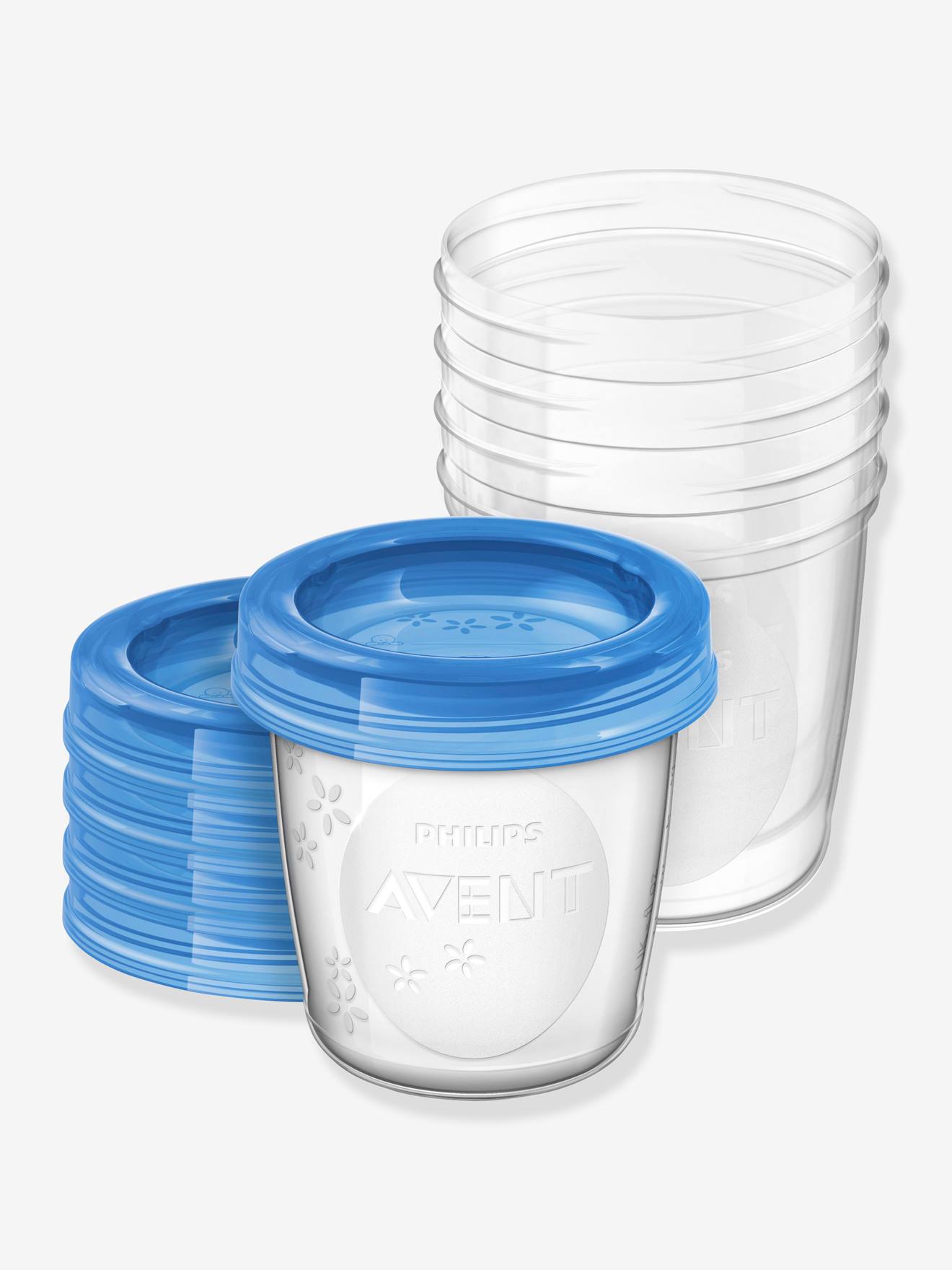 Set van 5 Philips AVENT-bewaarpotten voor moedermelk transparant