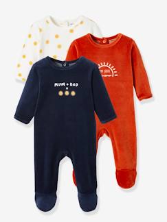Baby-Set van 3 fluwelen babypyjama's