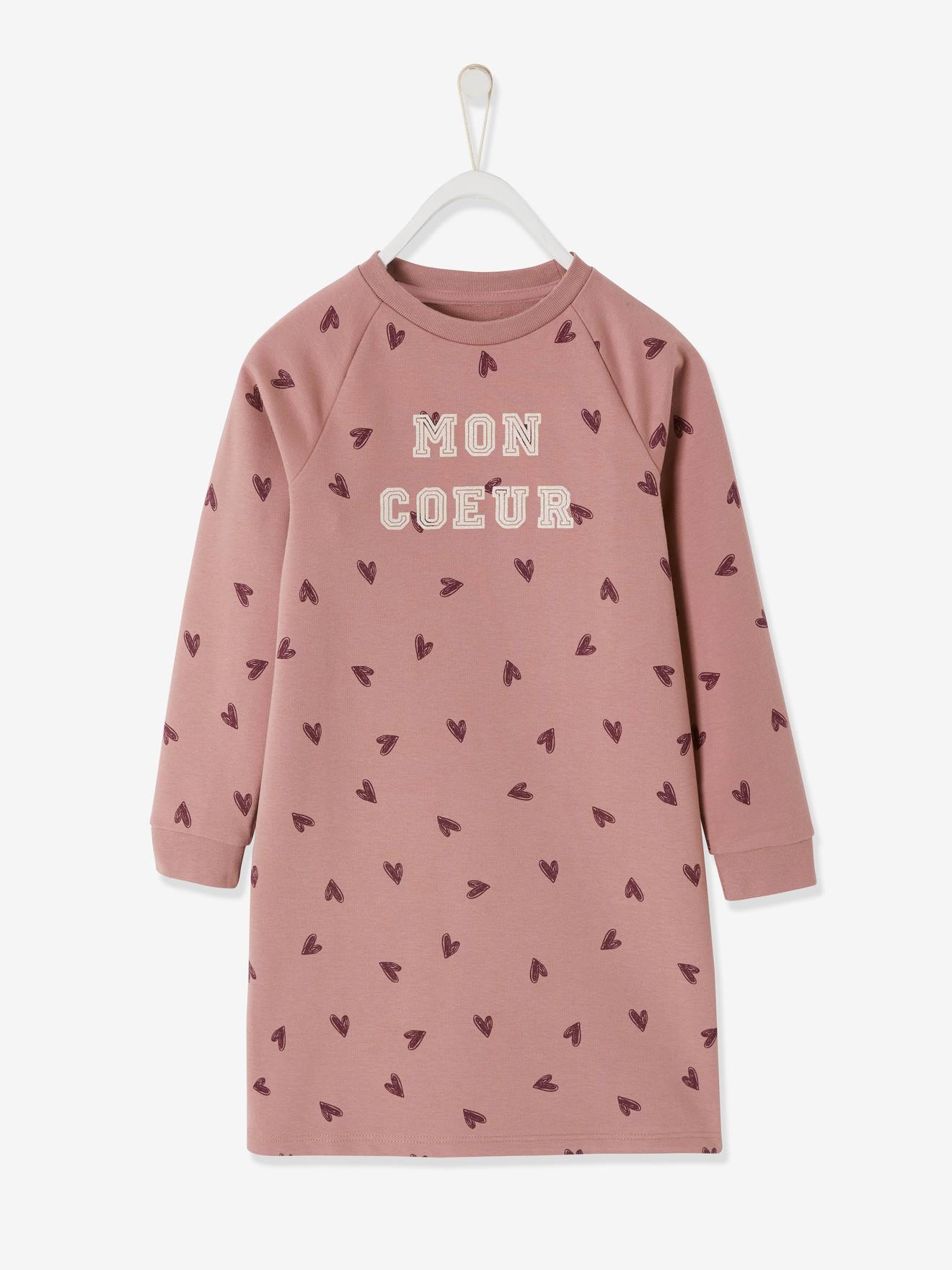 Meisjes college stijl sweater jurk roze met print