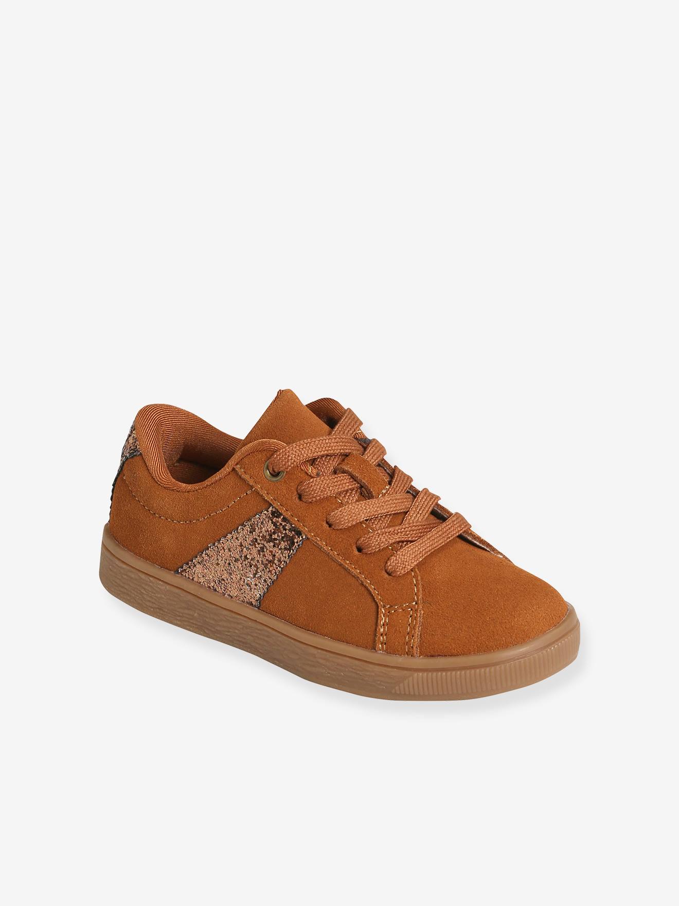 Leren meisjessneakers met vetersluiting en ritssluiting - groen, Schoenen