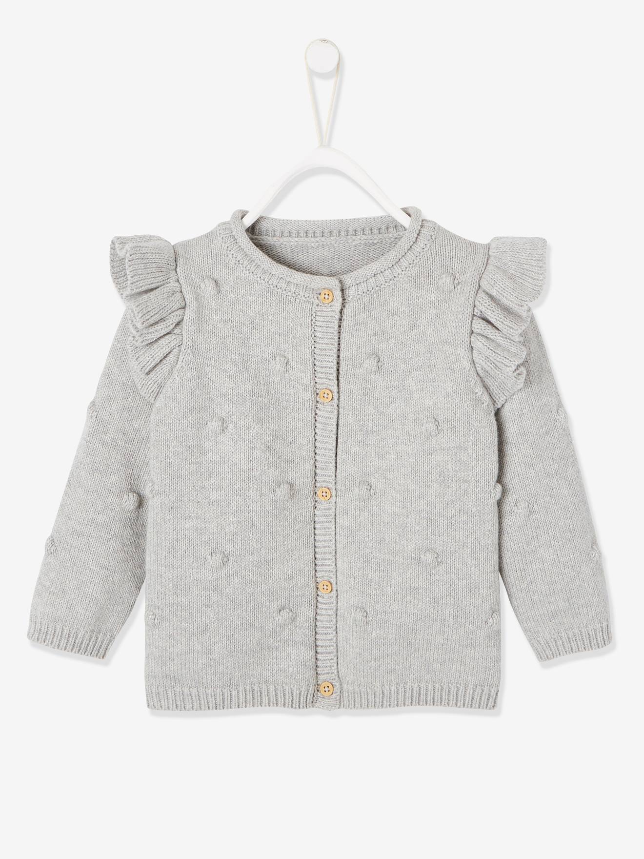 Gebreid babyvestje gechineerd lichtgrijs