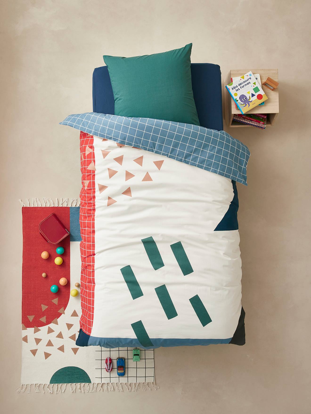 Set dekbedovertrek + kussensloop voor kinderen ARTY Oeko-Tex® blauw/meerkleurig