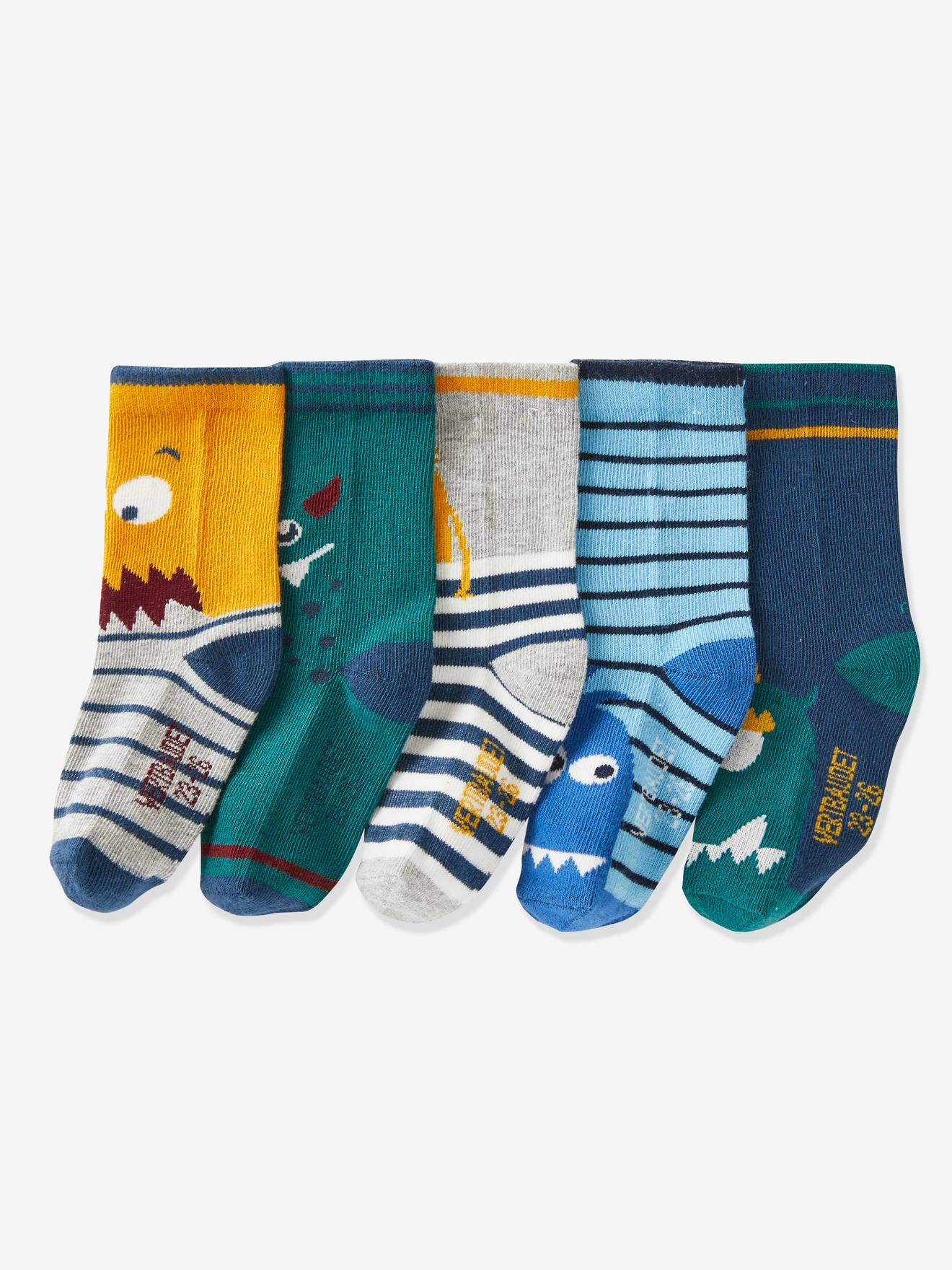 5 paar sokken met monster voor jongens Oeko-Tex® groene set