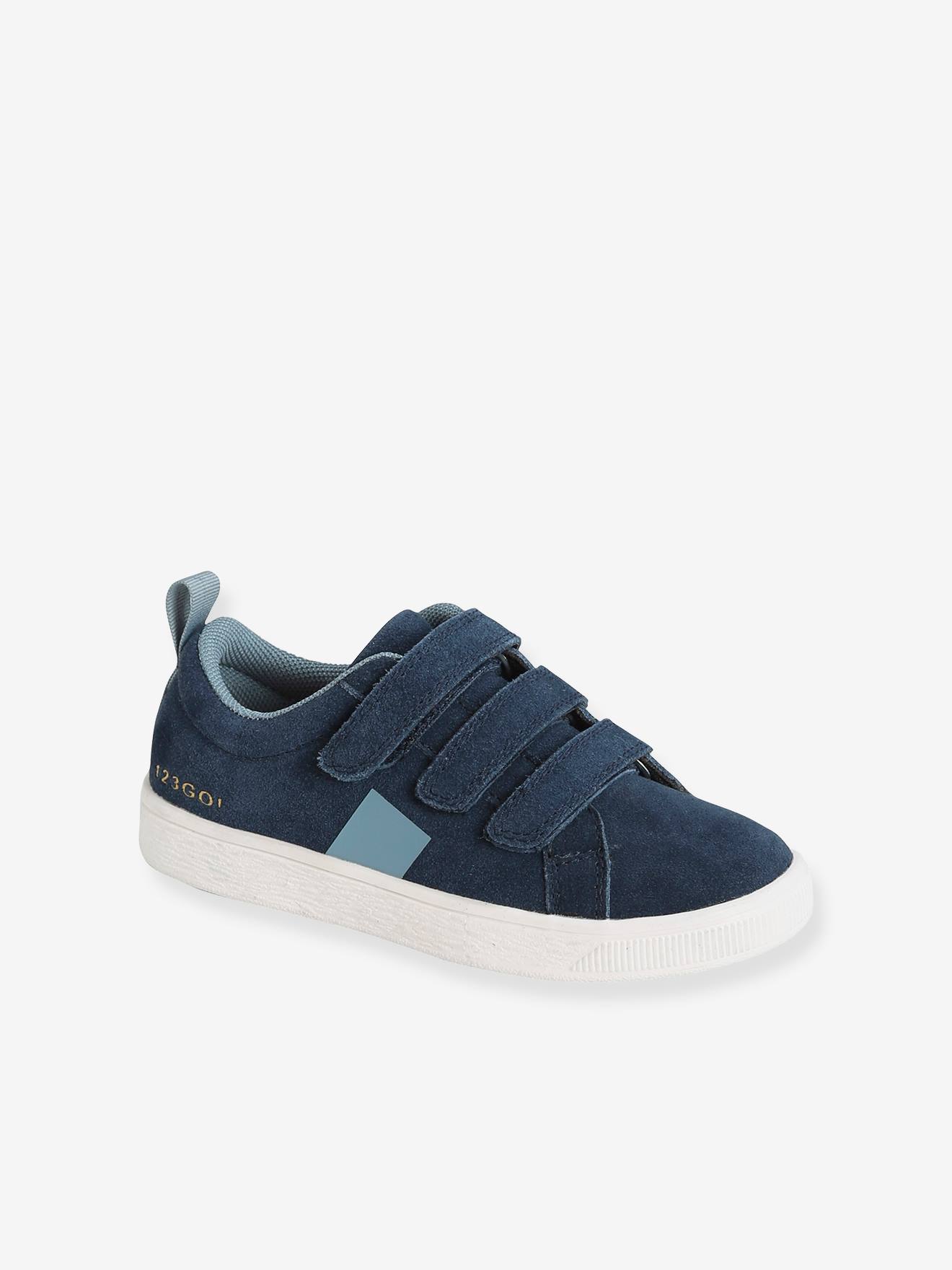 Jongenssneakers in gekrast leer marineblauw