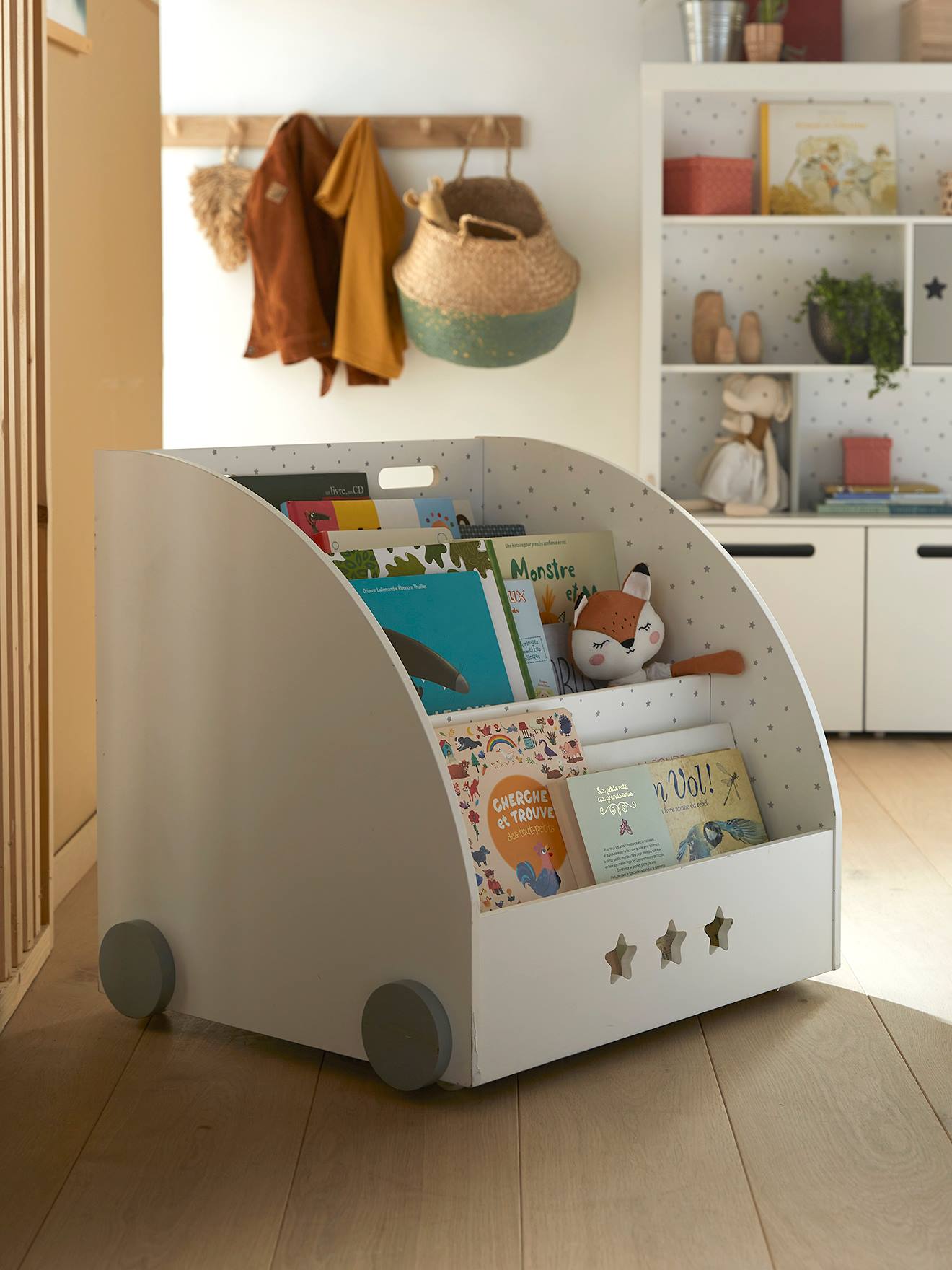 Bibliotheek op wieltjes van Sirius wit/lichtgrijs