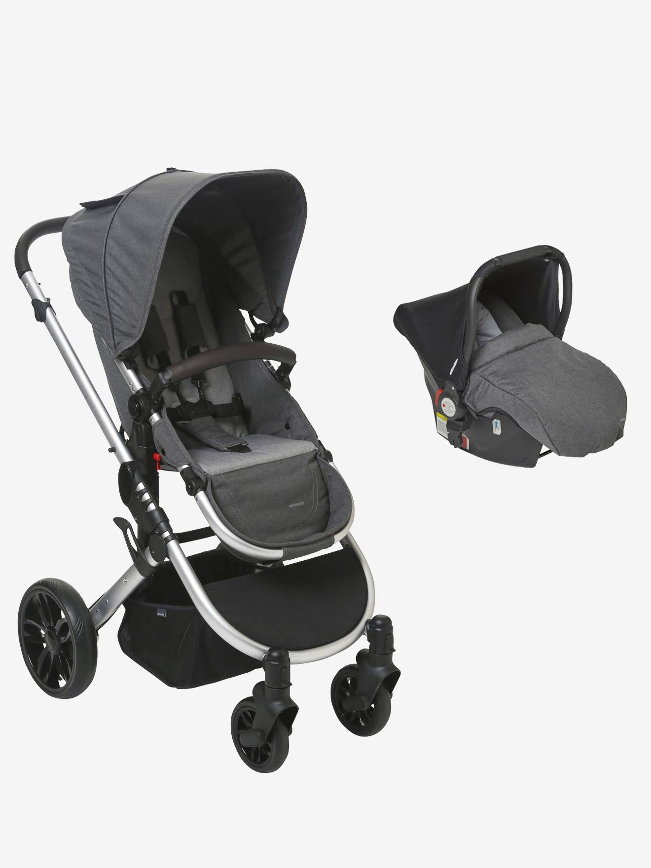 Bicity+ gecombineerde omkeerbare kinderwagen vertbaudet aluminiumgrijs