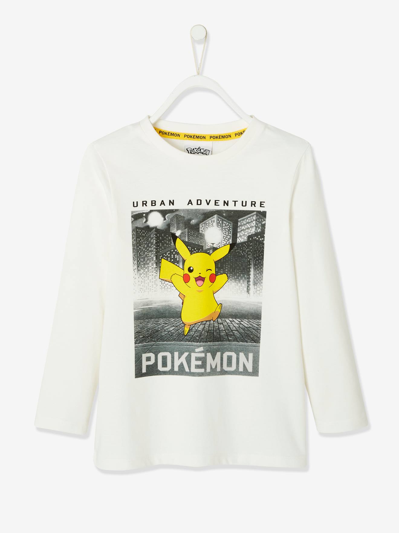 Jongensshirt met lange mouwen Pokemon® crèmekleur geanimeerd