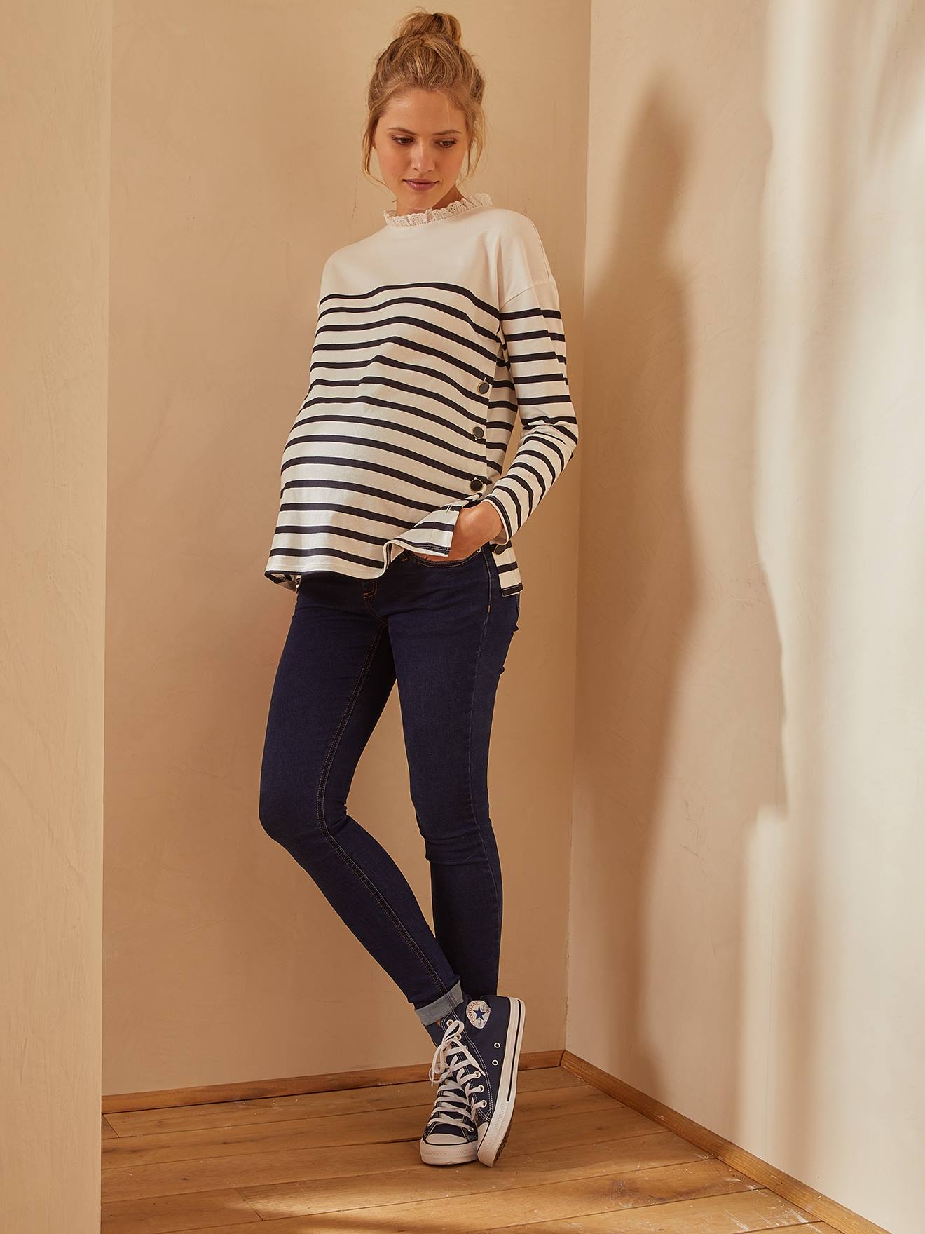 Naadloze skinny zwangerschapsjeans brut cf staal