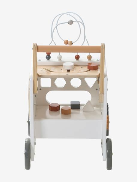 FSC®-houten loopwagentje met remmen en activiteitenkubus meerkleurig - vertbaudet enfant 