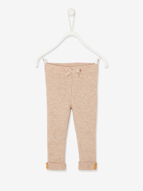 Tricot babylegging beige+groengrijs+roze (poederkleur) - vertbaudet enfant 