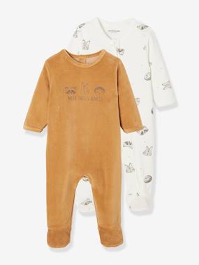 Set van 2 baby dierenpyjama's van fluweel set kaneel kopen?