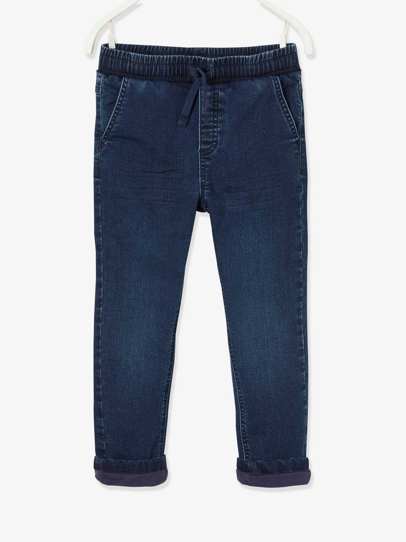 Gevoerde jeans met rechte pasvorm, eenvoudig aan te trekken denim blue black