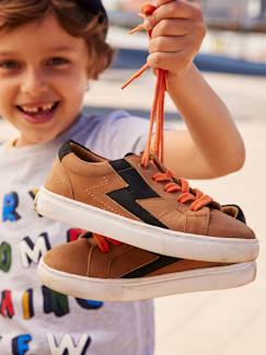 -Leren sneakers met veters en rits