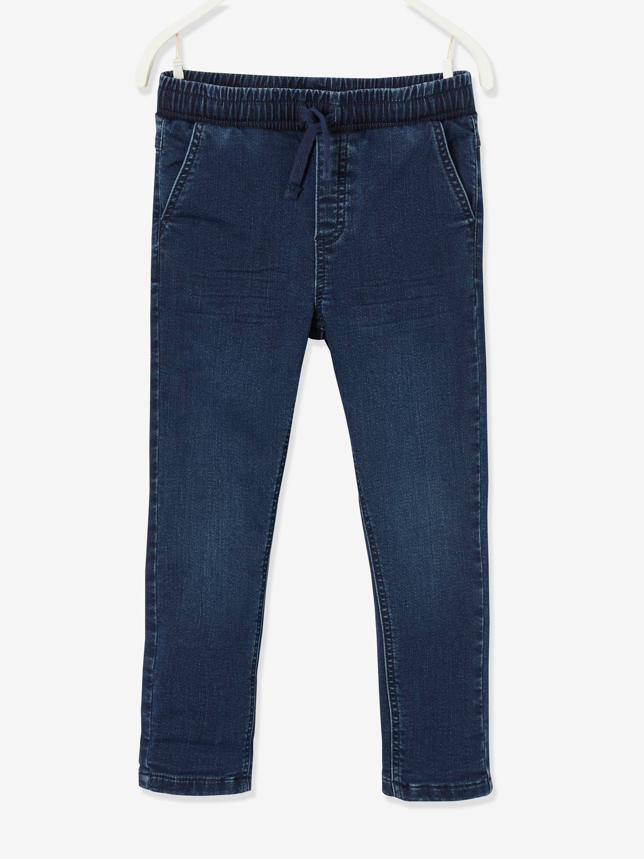 Gevoerde jeans met rechte pasvorm, eenvoudig aan te trekken denim blue black