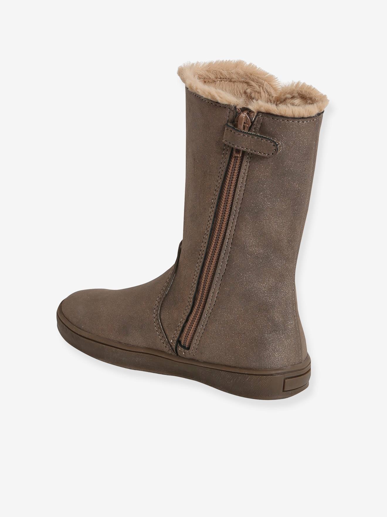 Meisjeslaarzen met voering - iriserend taupe, Schoenen