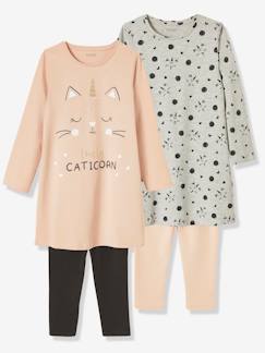 Meisje-Pyjama, surpyjama-Set van 2 nachthemden + leggings Caticorn