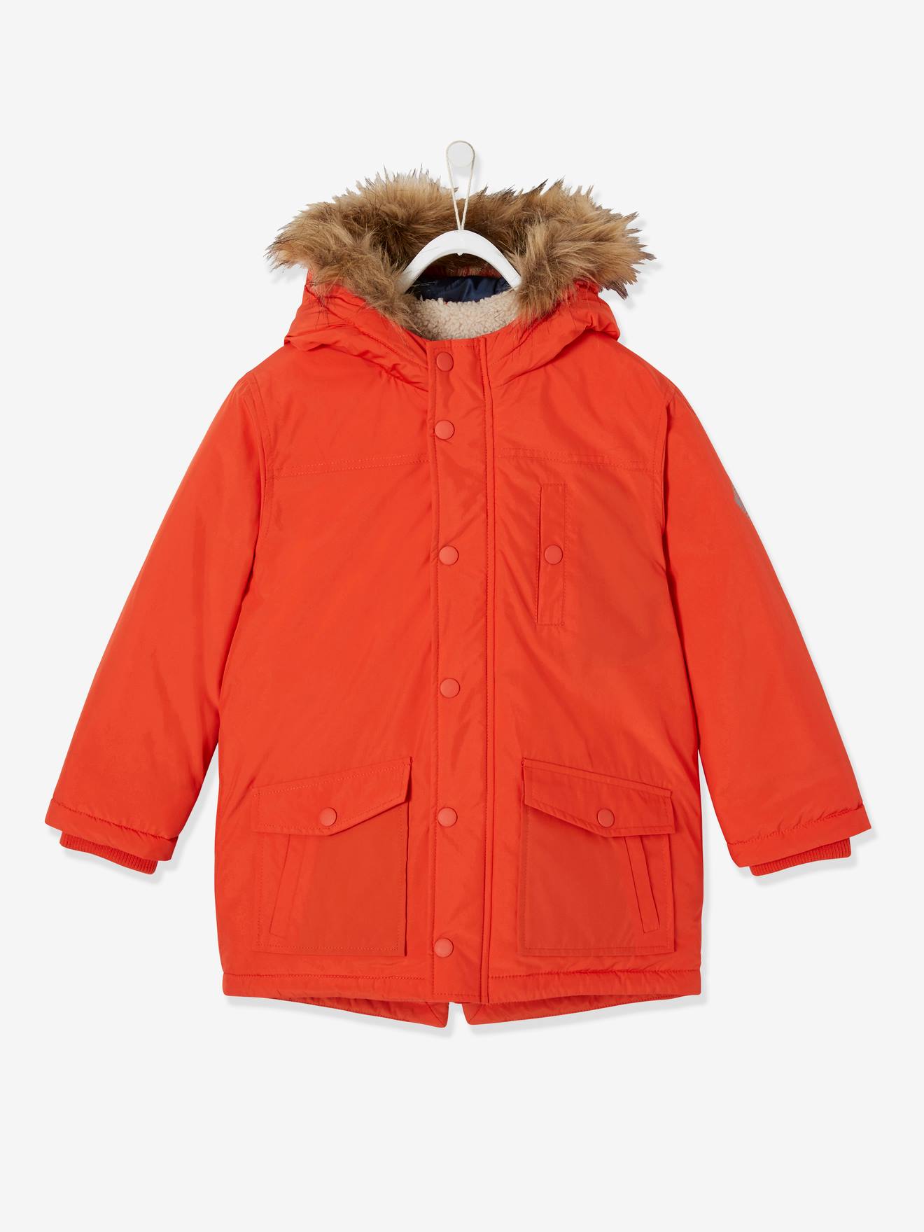 Technische parka met capuchon jongen oranje