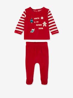 -Fluwelen babypyjama in 2 delen voor Kerstmis