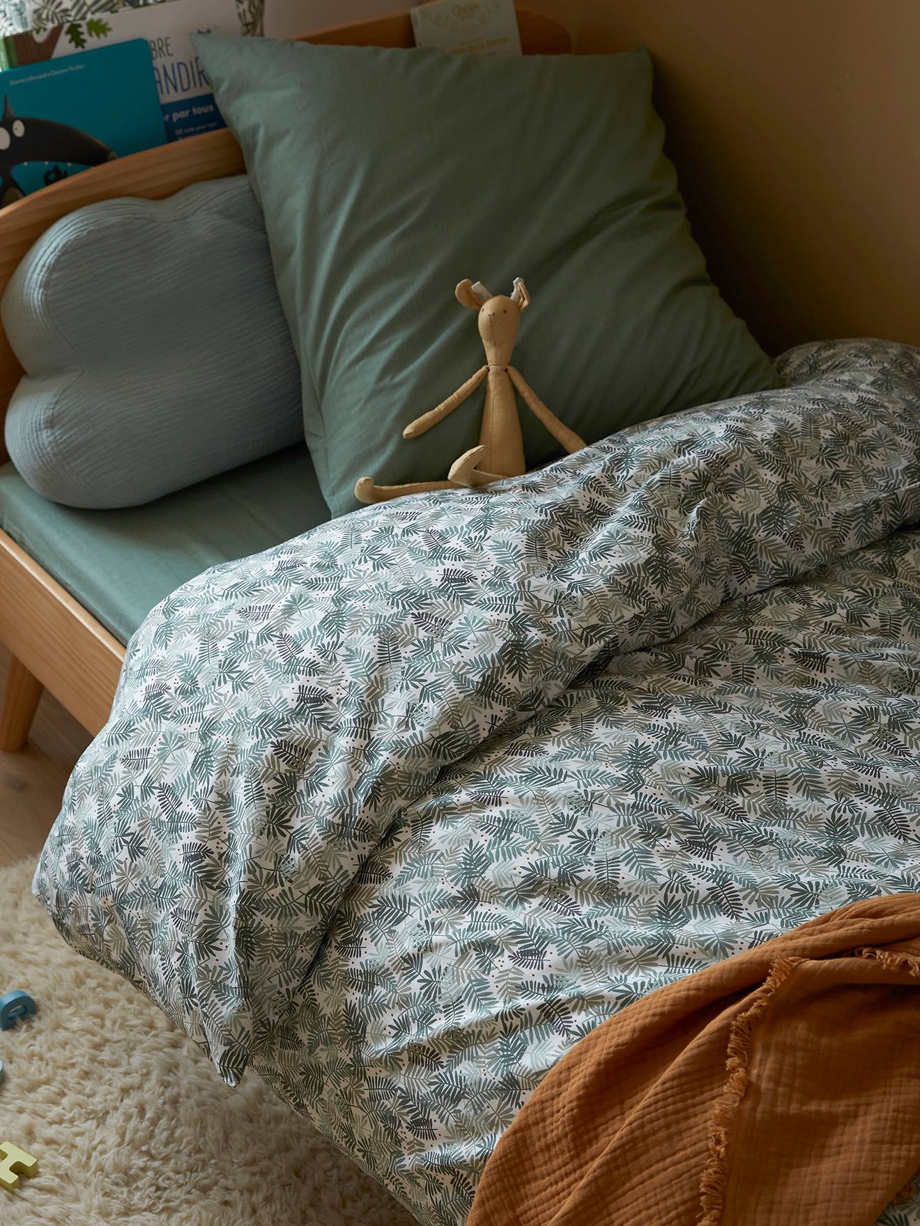 Set dekbedovertrek + kussensloop voor kinderen TROPICAL Basics groen afbeelding