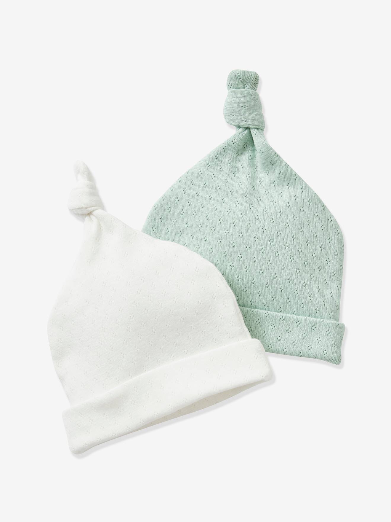 Set van 2 baby mutsjes Oeko Tex® set celadongroen