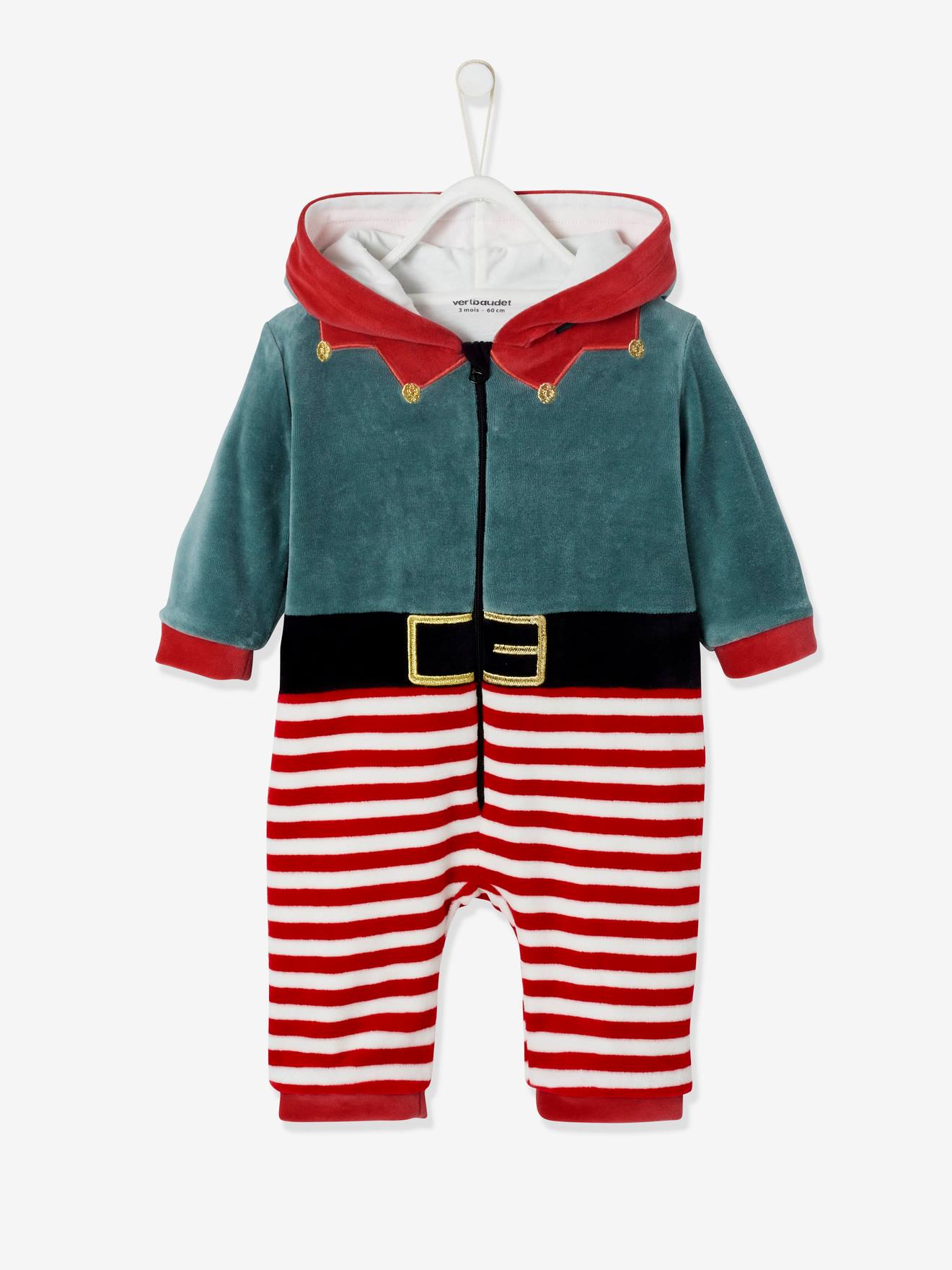 Onesie voor Kerstmis in fluweel baksteenrood