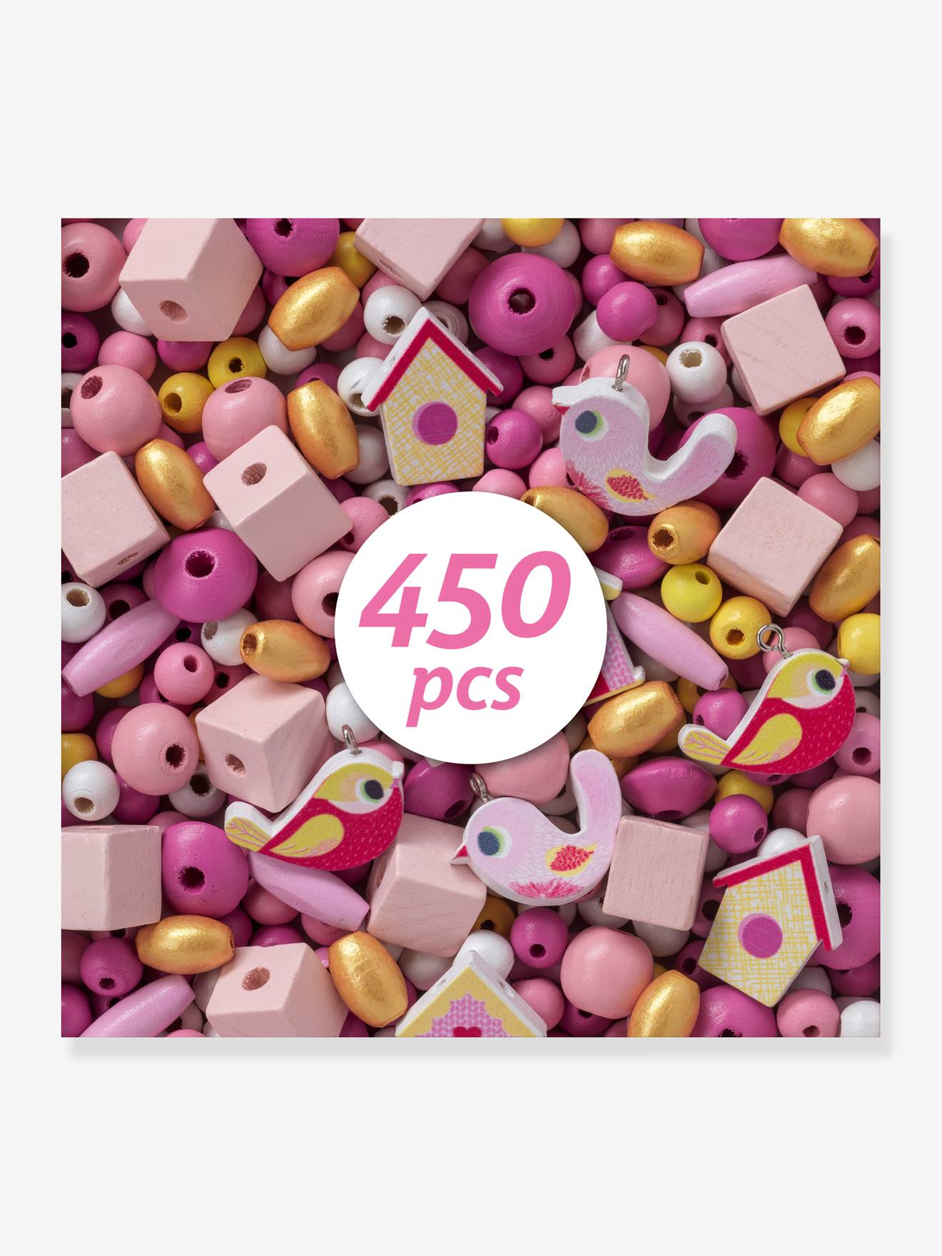 Houten kralen - Vogels - DJECO meerkleurig afbeelding