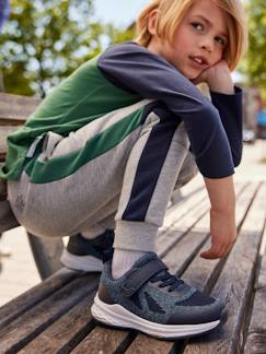 Jongens-Sport collectie-Sportbroek voor jongens in fleece, met tweekleurige zijbanden