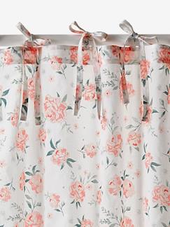 -Eau de rose gordijn met bloemenprint en bandjes