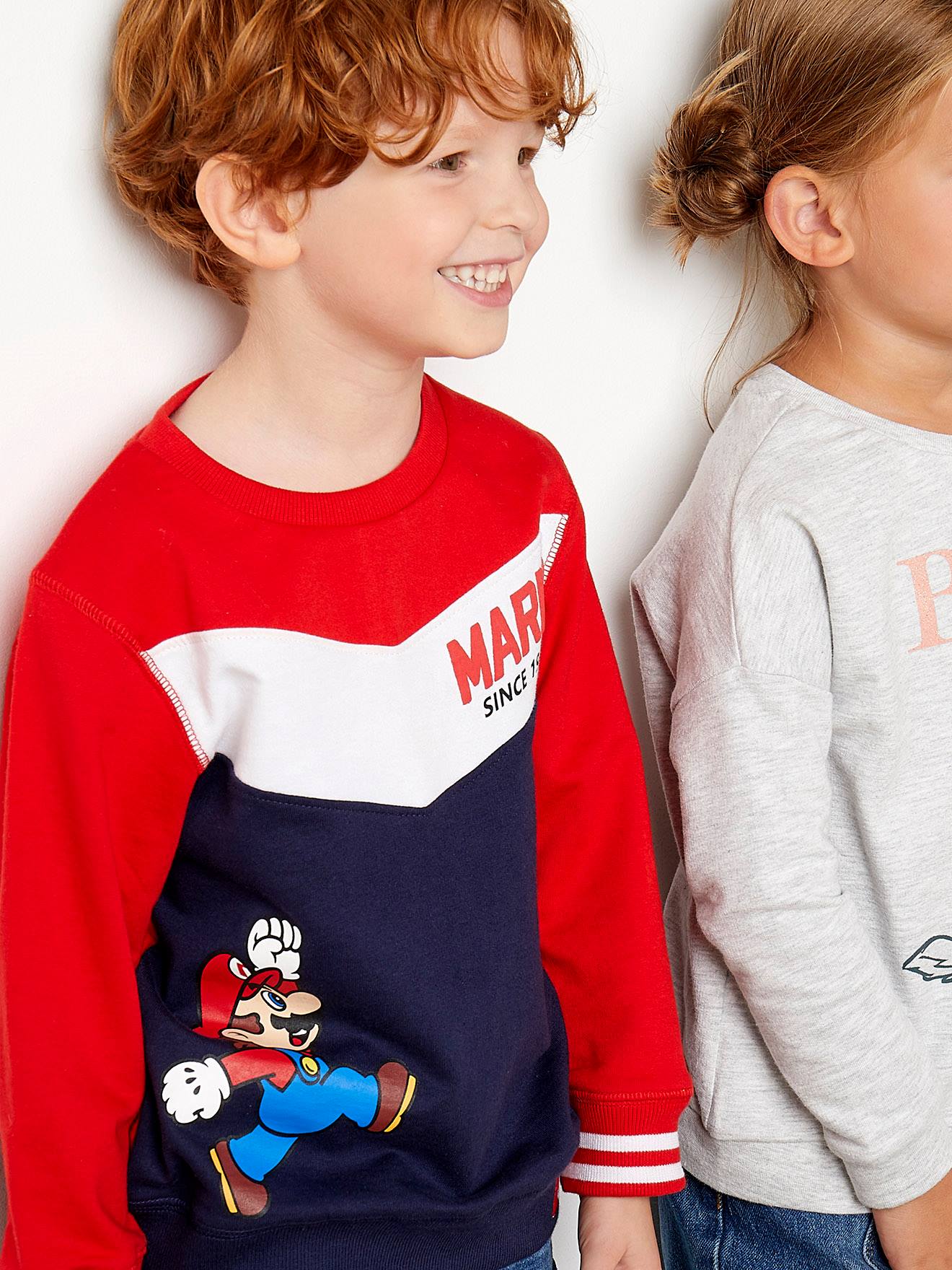 Tweekleurige jongenssweater Super Mario® rood/marineblauw