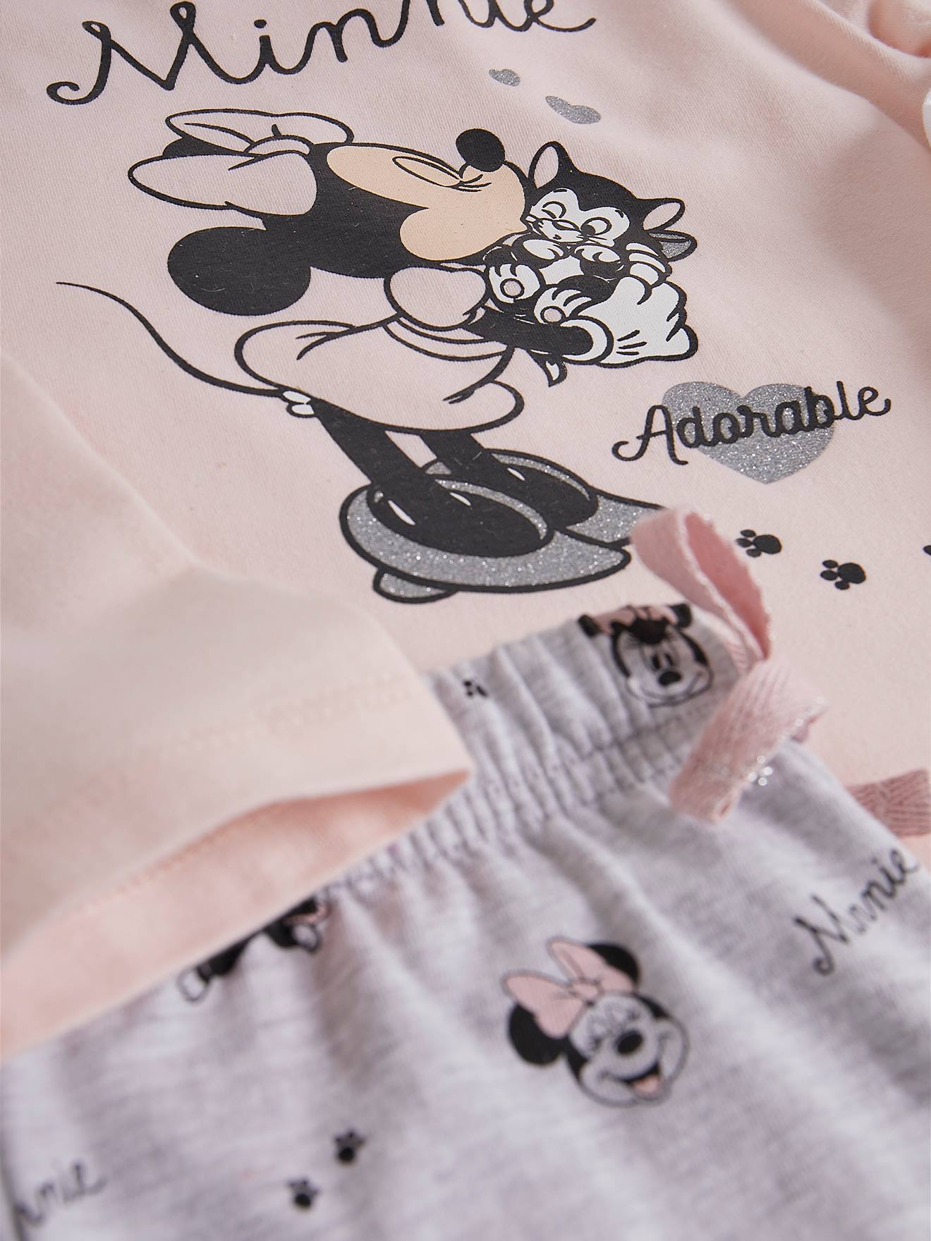 Meisjespyjama Disney Minnie® extra lichtgrijze kousen/roze