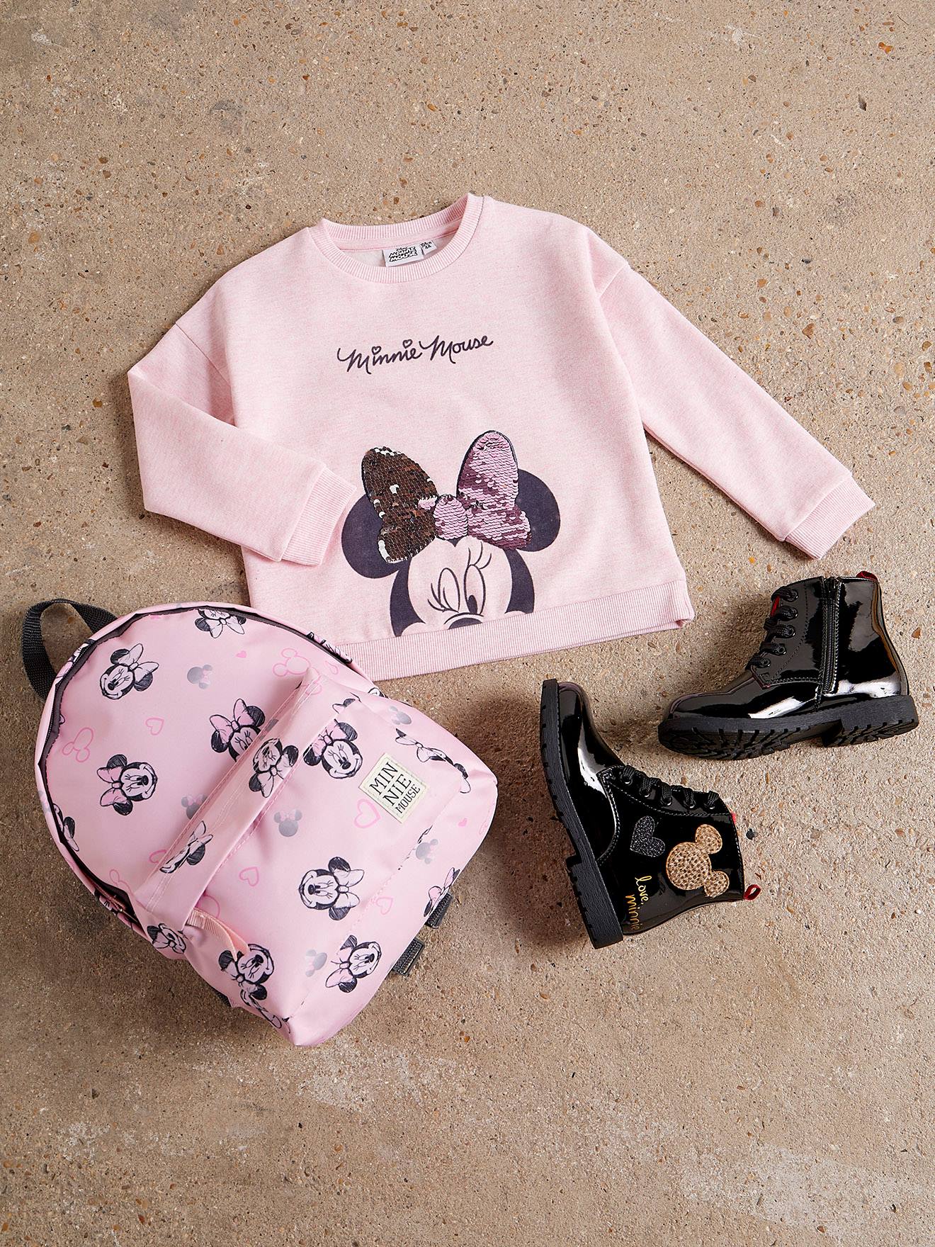 Meisjessweater Disney Minnie® met details met dubbelzijdige lovertjes gechineerd roze
