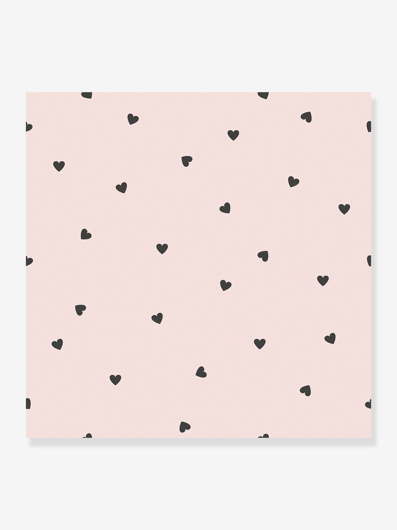 Vliesbehang LILIPINSO - Minima zwarte hartjes roze